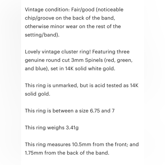 14K Rainbow Spinel red blue green gemstone cluster vintage white gold ring - Picture 12 of 12